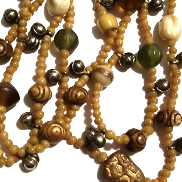 VINTAGE ETHNIC HAND CARVED STONES SEED BEADS WOODEN BEADS NO CLASP 48" NECKLACE - Picture 7 of 10